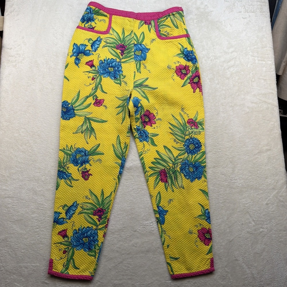 Lilly Pulitzer Floral Crop Pants Women's 10 Yellow Pink Resort Ankle Pants
